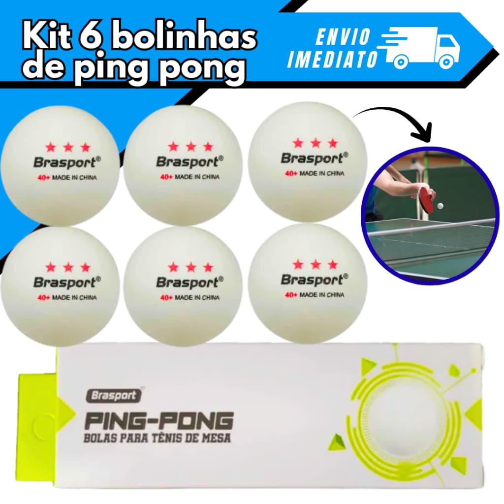 Kit Bolinhas de Ping Pong  6 Unidades Bola  Profissional  Tênis de mesa para Competição Jogo Diversão Esporte Brasport