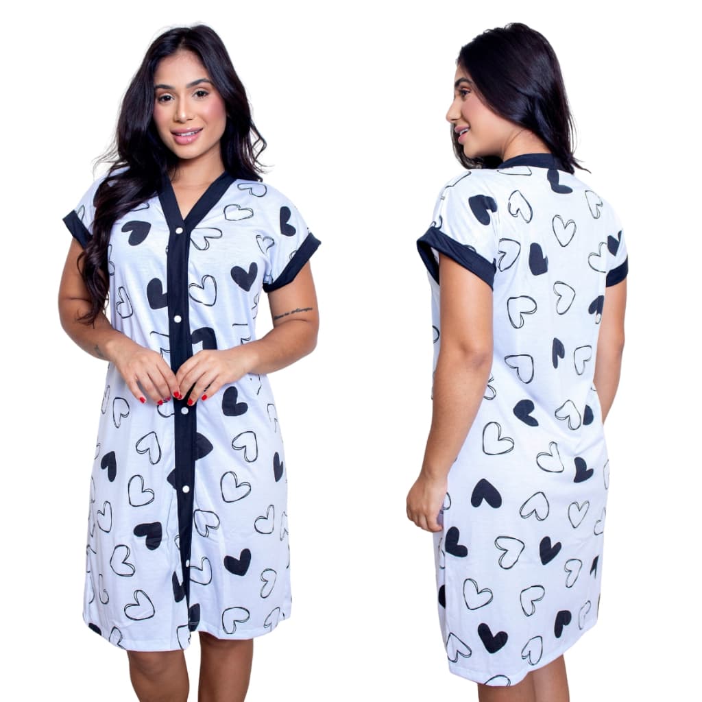 Camisola Amamentação Pós Cirurgica Com Botões Abre Facil