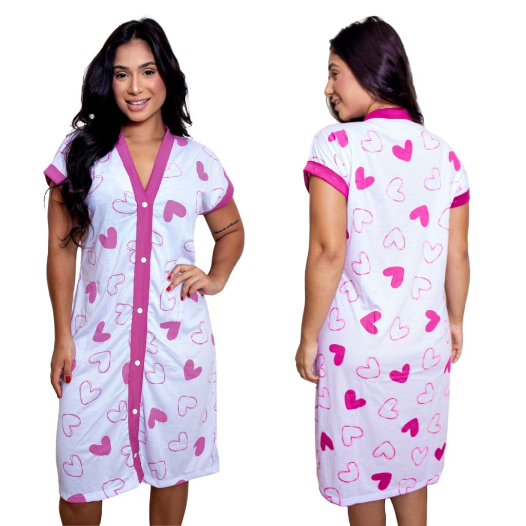 Camisola Amamentação Pós Cirurgica Com Botões Abre Facil