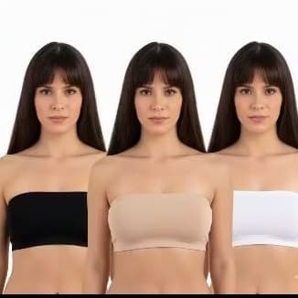 kit 2 Top Faixa Coton sem Bojo Croopd Sutiã Tomara que Caia Confortável Barato Lingerie Feminina