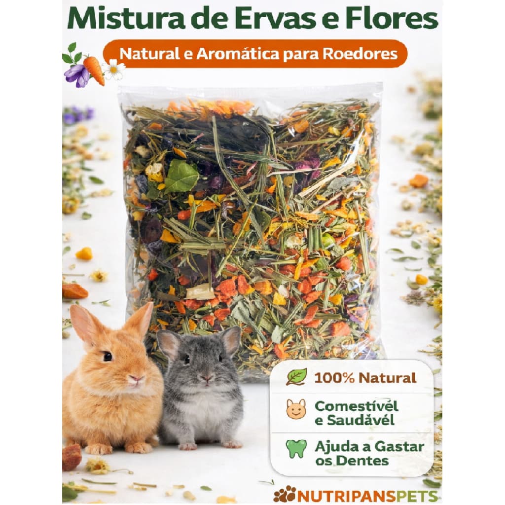 Mix de Flores e Ervas Naturais para Roedores, Hamster e Gerbil | Twiste NutripansPets