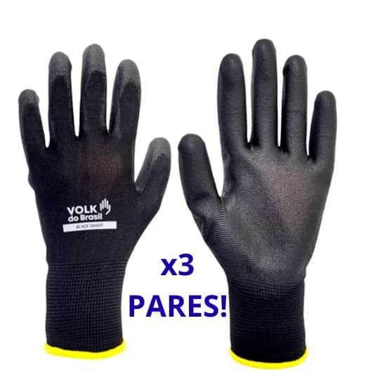 Kit 3 Luva Tatil Multitato CA 30916 Luva PU Volk Pedreiro Marceneiro Luva Seguranca Protecao