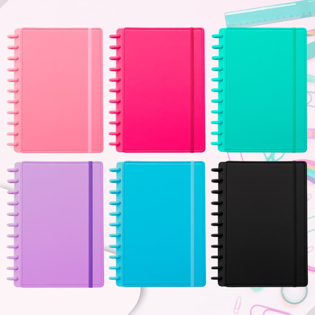 Caderno Inteligente Grande A4 11 Discos Universitário 80 Folhas Capa Dura Com Elástico Pautado