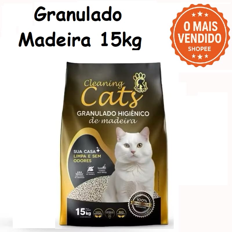 Granulado PREMIUM Higiênico De Madeira Biodegradável Gatos e Roedores 15kg