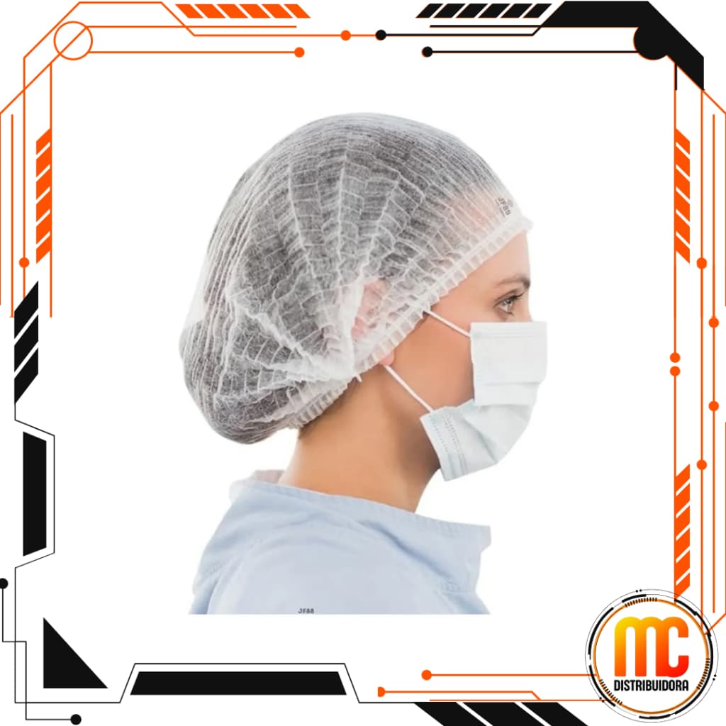 Touca TNT Descartável Bompack Uso Profissional Higiene Cozinha Hospital Clínica Salão