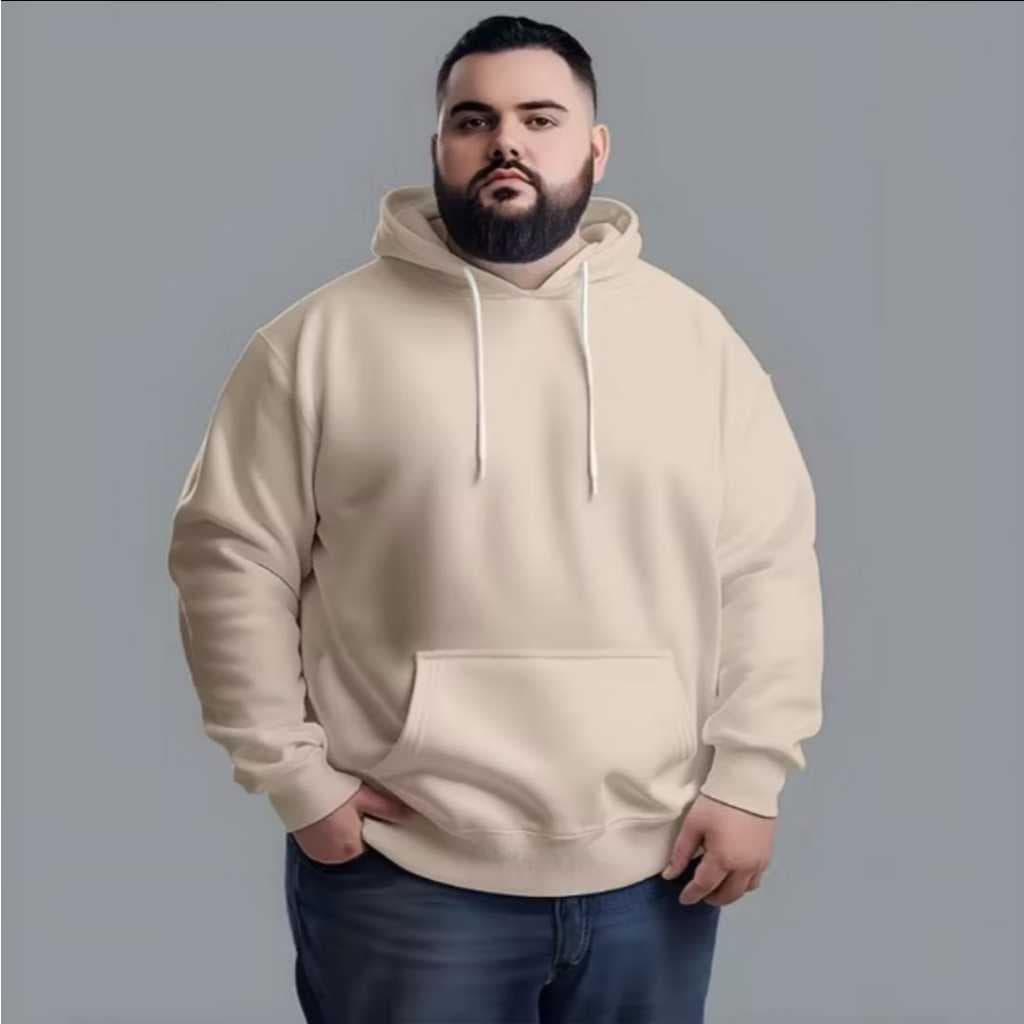 Blusa Moletom  Confortável  Unissex Plus Size algodão Com Capuz Canguru Liso direto da fábrica
