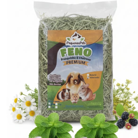 500g de Feno Saborizado para porquinho da índia, Coelho e Roedores em Geral