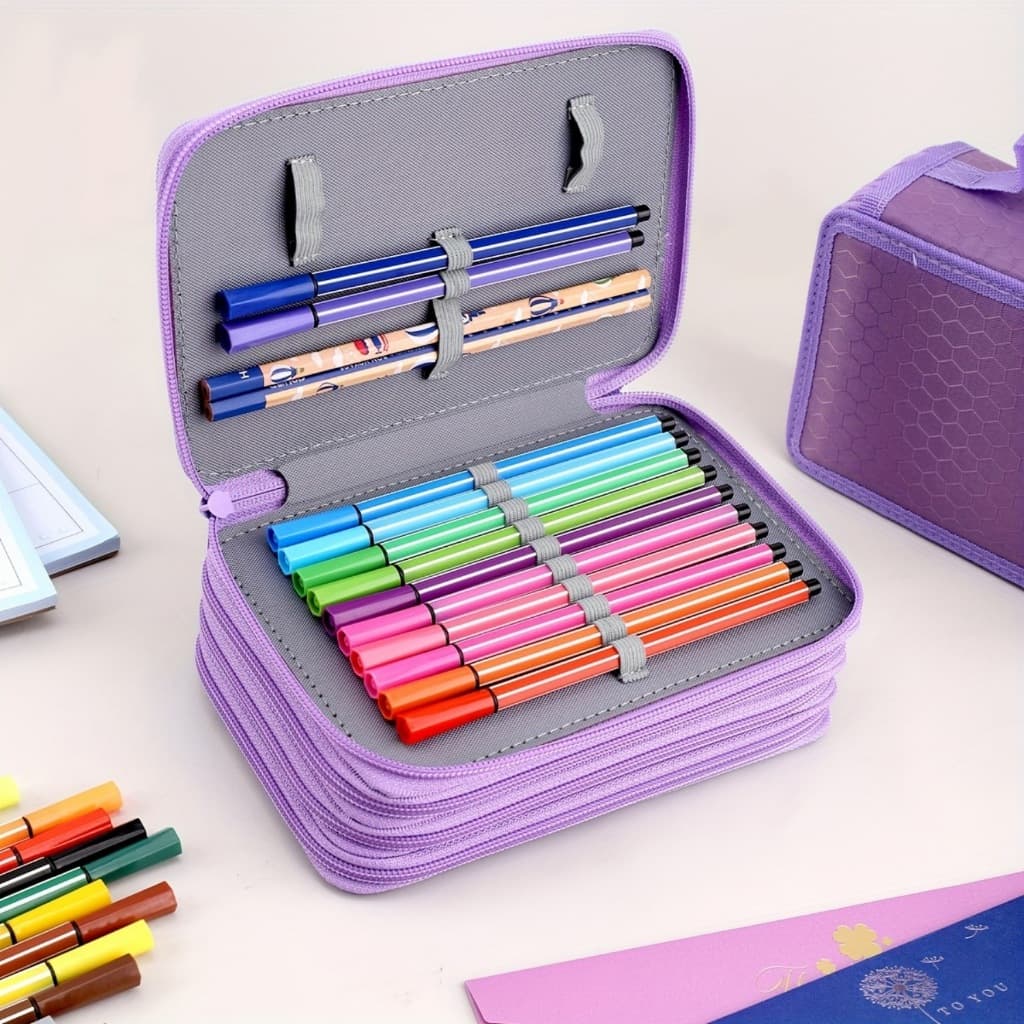 Estojo Box/Estojo Escolar/Estojo de lápis/Estojo com 4 divisórias/Grande capacidade Com 4 Níveis E Zíper 72 canetas