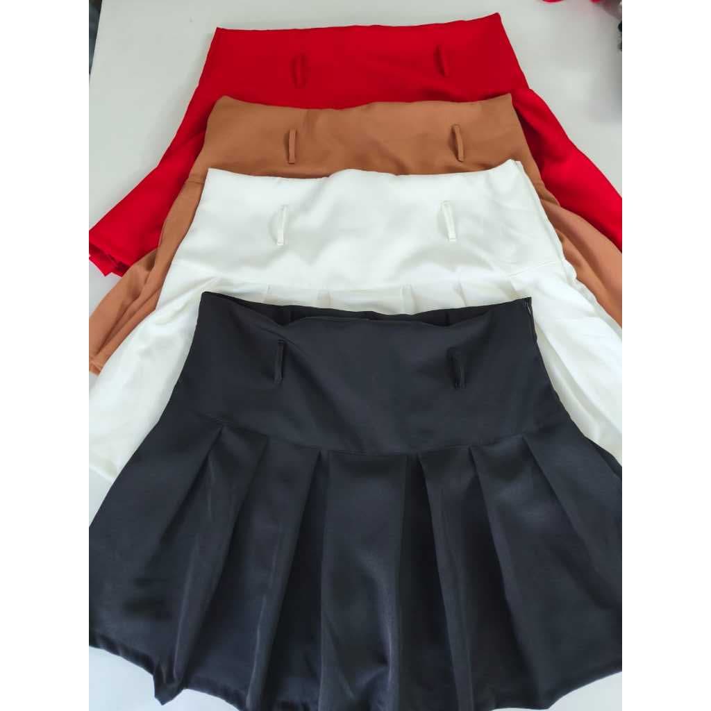 Short Saia plissado Plus Size Feminino alfaiataria com Cintura Alta Confortável G1 G2 G3 Moda Casual