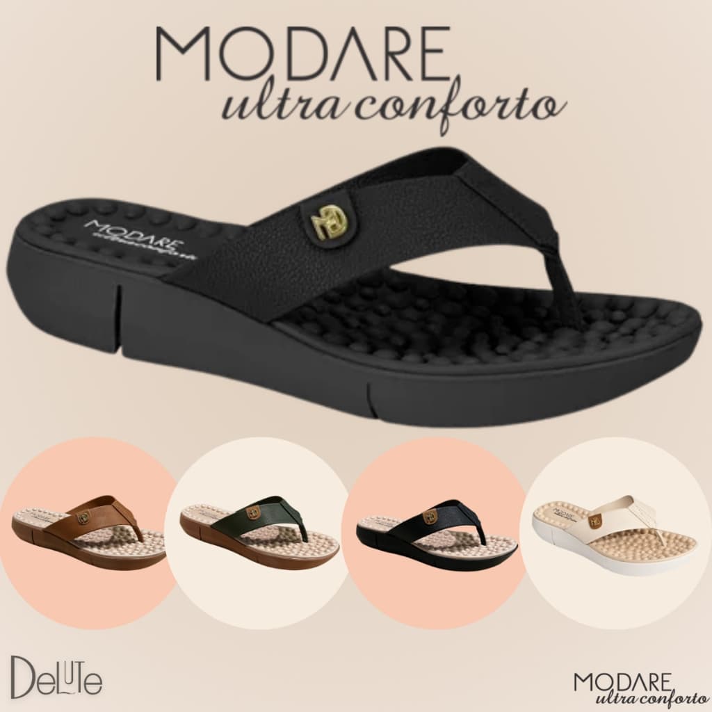 Chinelo Ortopédico Feminino Modare Palmilha Reflex Sense com Esferas Massageadoras Ultra Conforto