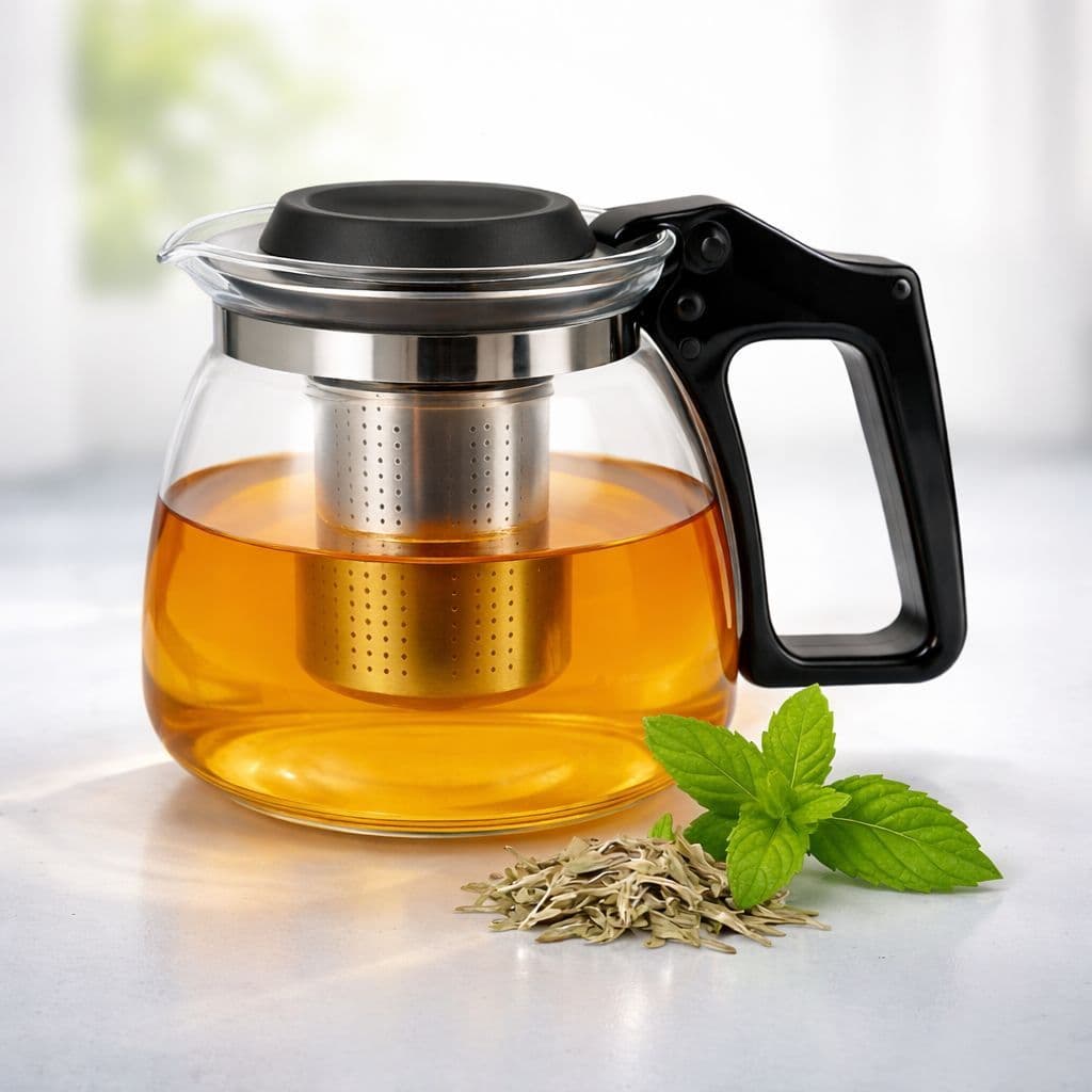 Chaleira De Vidro Com Infusor Para Chá 900ml Bule