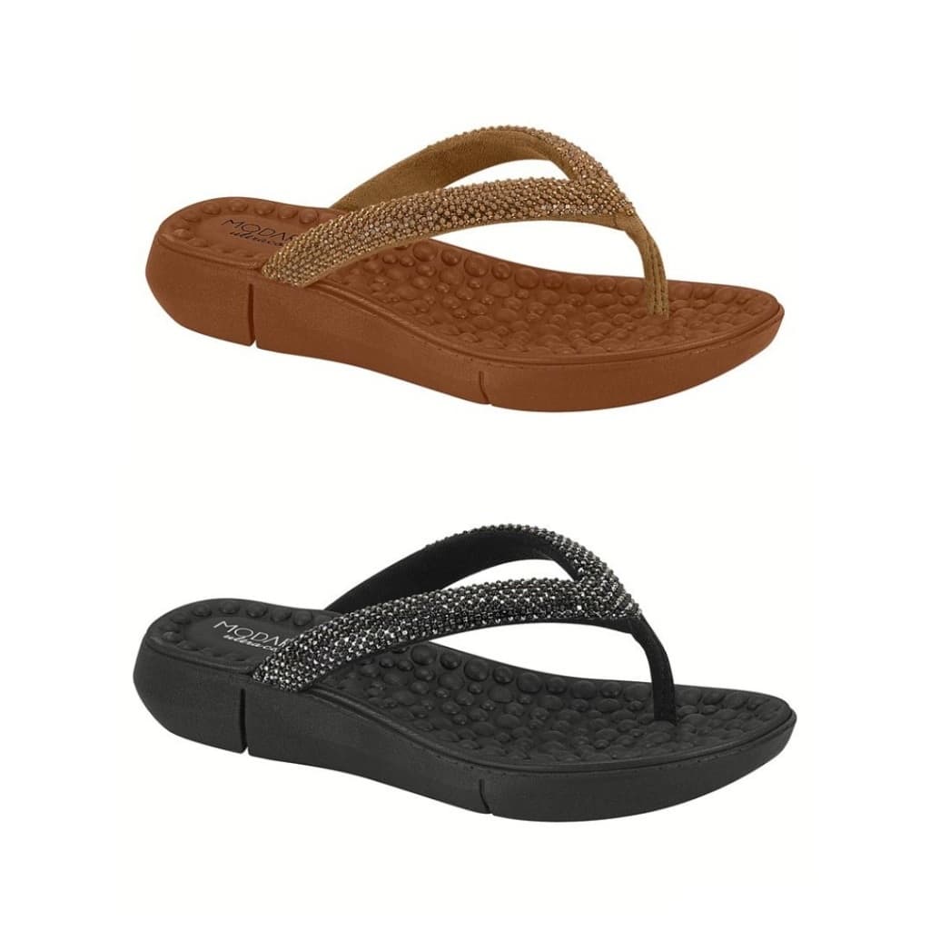 Sandália Chinelo Feminino Modare Ultraconforto Massageadora Ortopédica Strass Esporão 7142.145