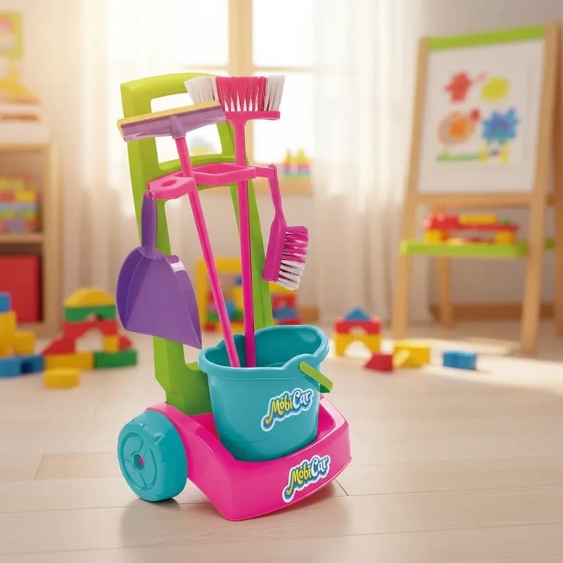 Brinquedo Infantil Faz de Conta Brincadeira Mercadinho Limpeza Praia C/ Acessórios Baldinho Cestinha