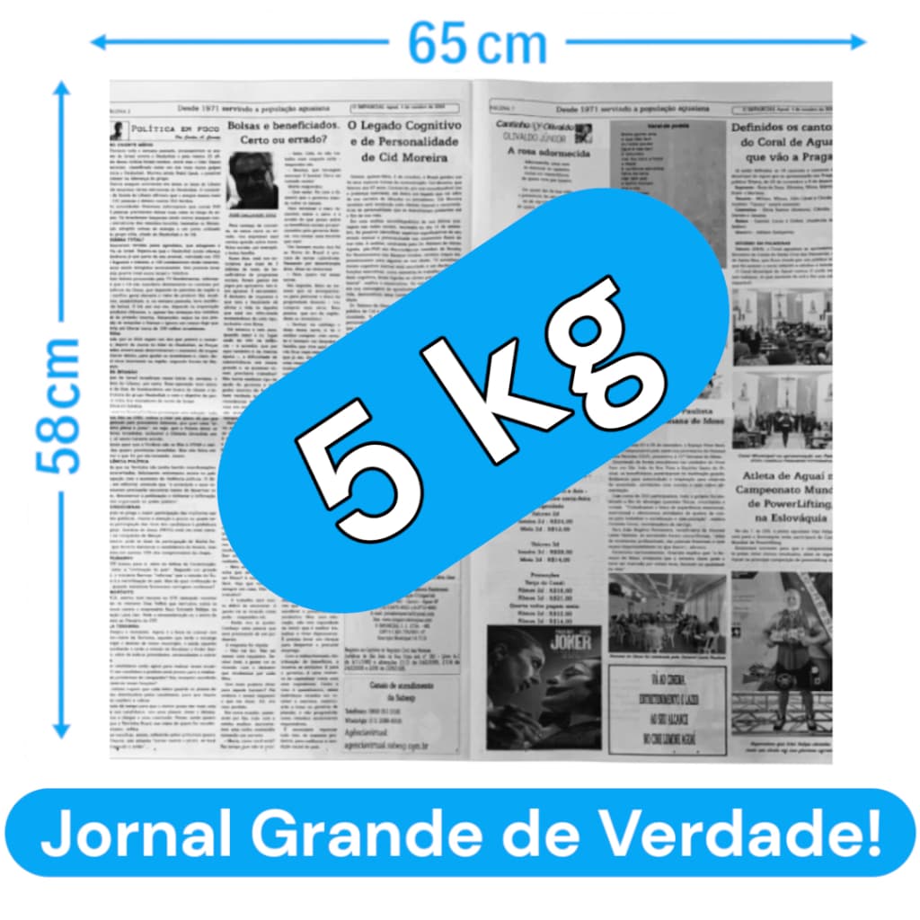 Jornal PET 5kg Grande Folhas Limpas