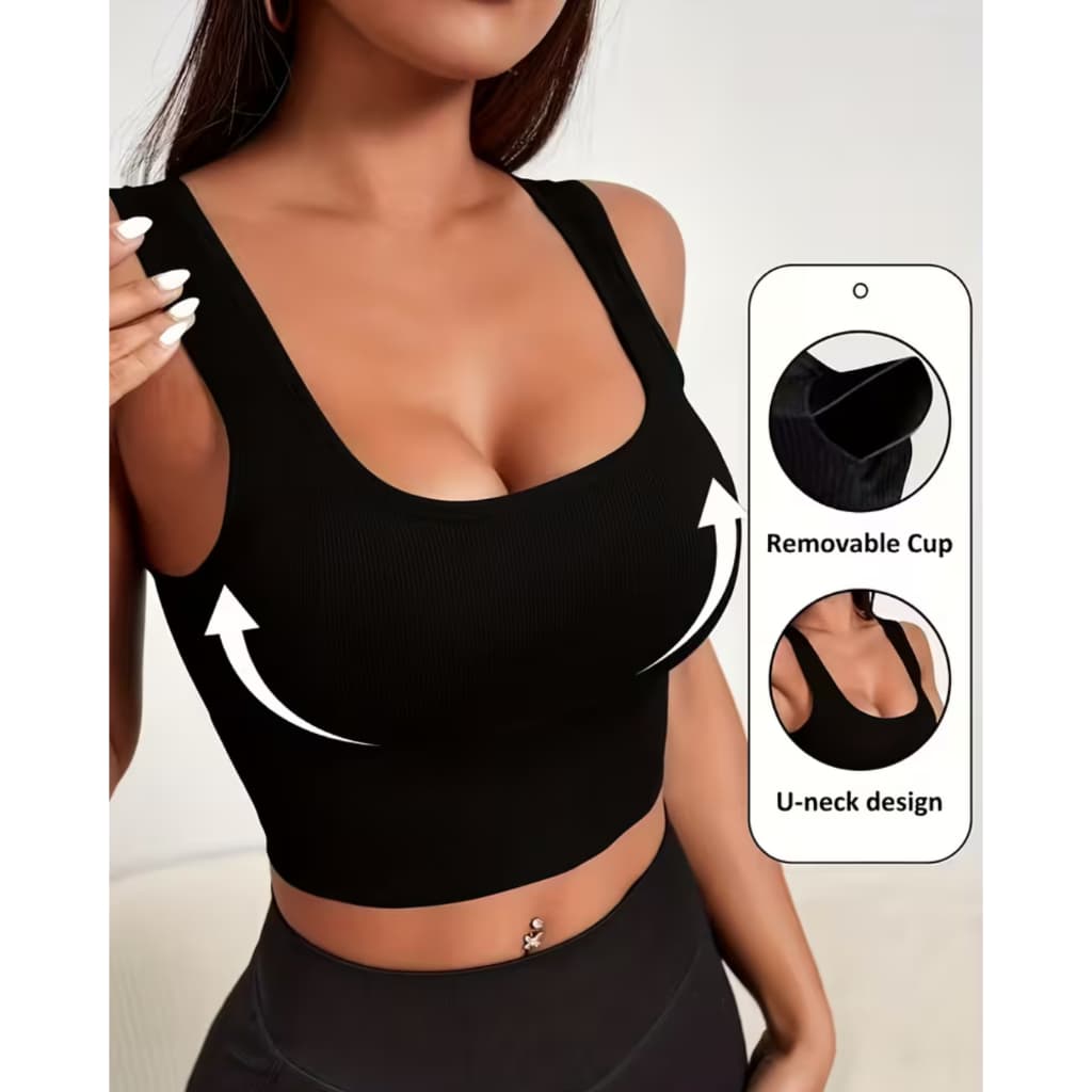 Kit 2 Top Cropped Academia Fitness Sustentação Nadador Regata Adulto Feminino Roupa Roupas Lingerie