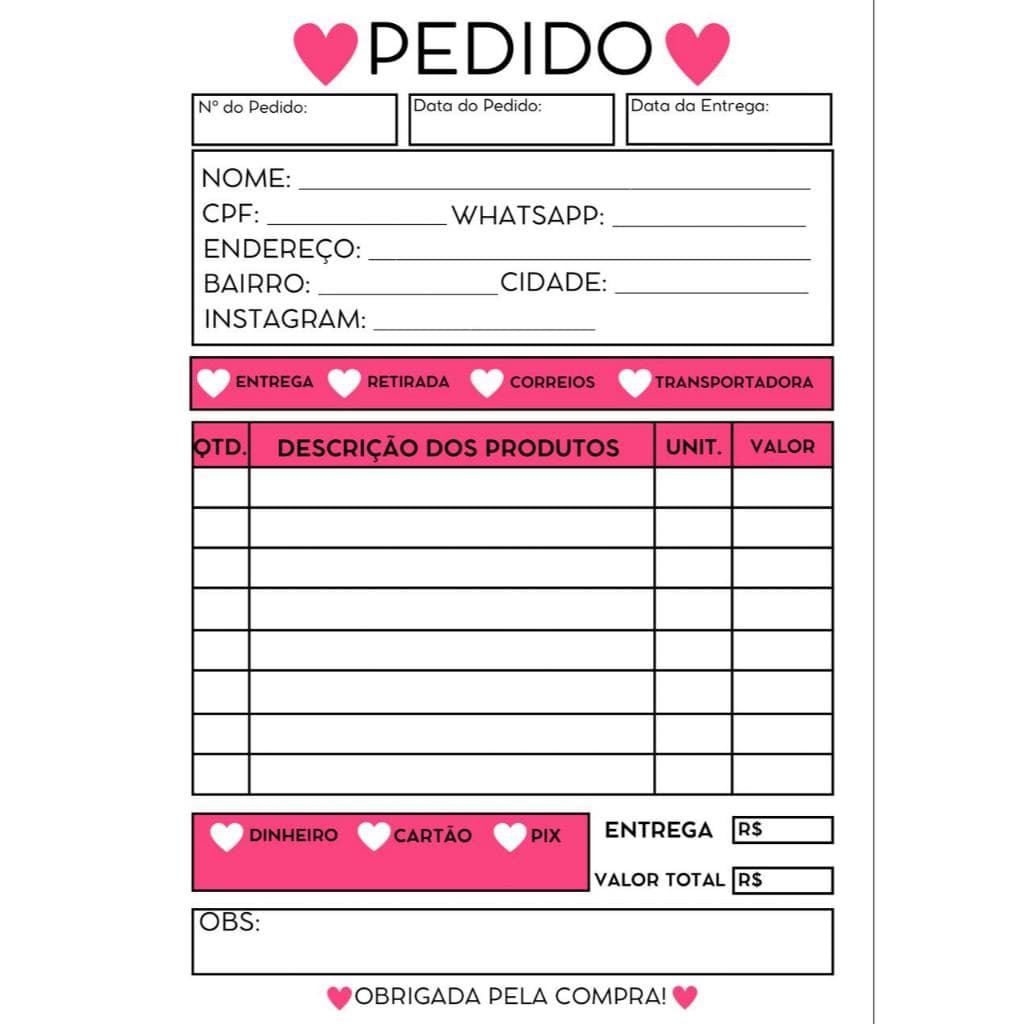 Bloco talão de pedidos 10x14cm 50fls  - cod.YA