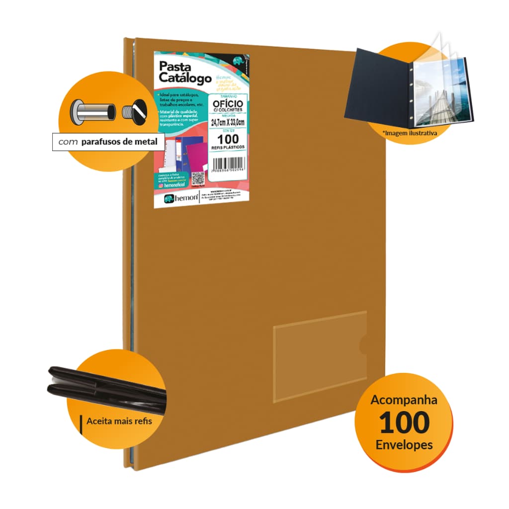 Pasta Catálogo Ofício C/100 Sacos Plásticos
