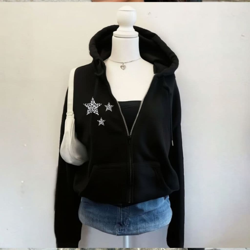 Moletom Casual Feminino Zíper Moda Vintage Anos 2000 Y2k Aesthetic