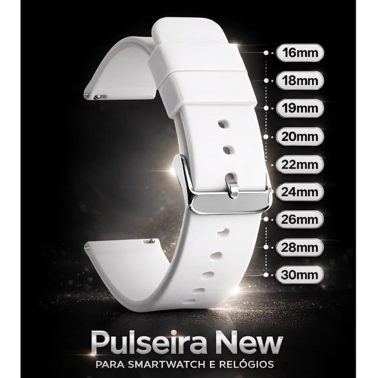Pulseira Smartwatch e Relógio New 16mm 18mm 19mm 20mm 22mm 24mm 26mm 28mm 30mm