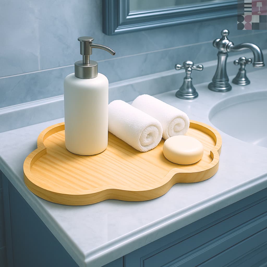 Bandeja Nuvem Kit Higiene Bebê Madeira Pinus Decoração Infantil