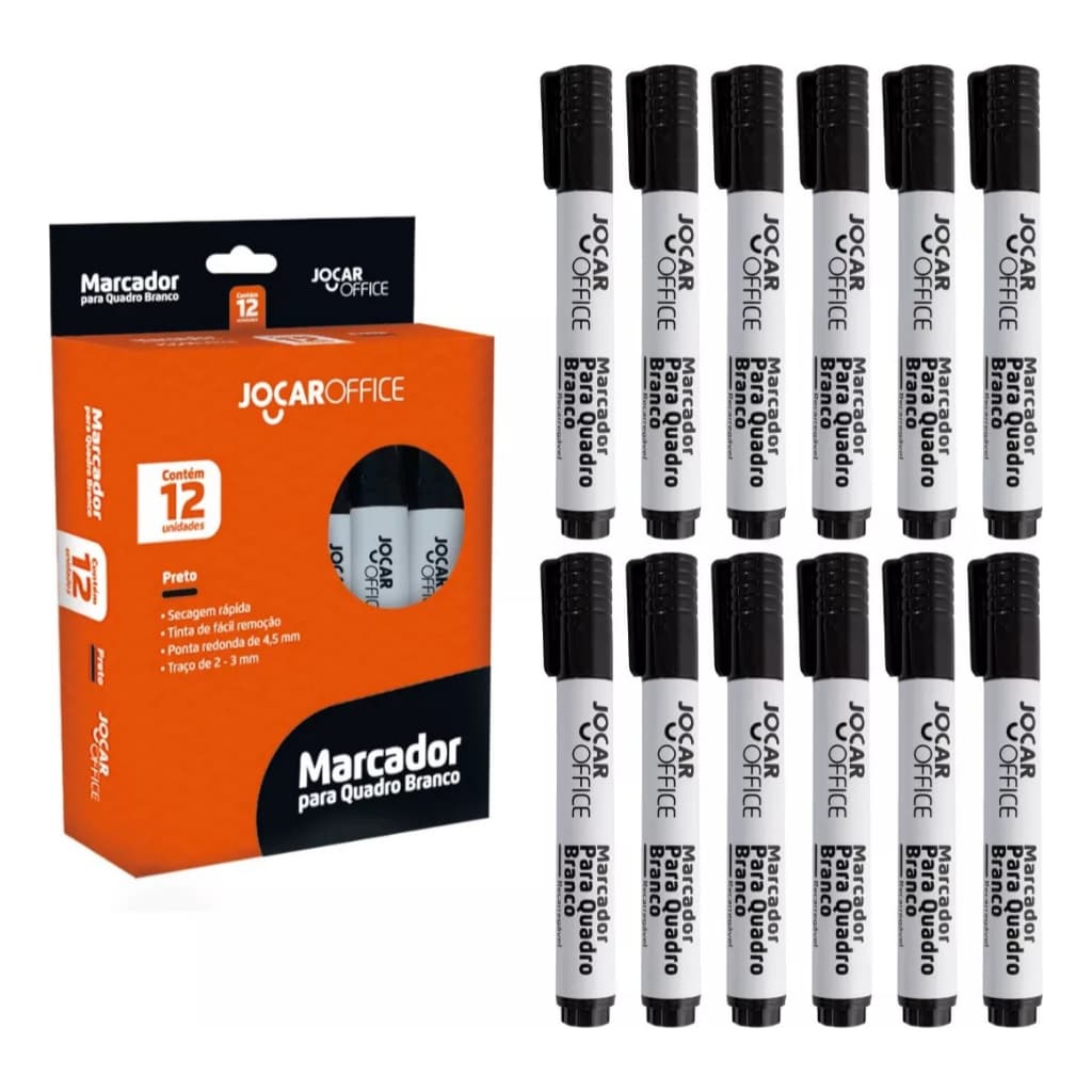KIT Canetas Quadro Branco Recarregável Pincel Marcador - Azul, Preto e Vermelho - Jocar Office