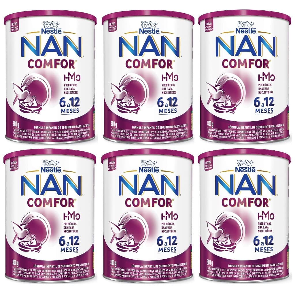 Kit 6 Latas NAN Comfor 800gr 6 à 12 meses (ROXO)