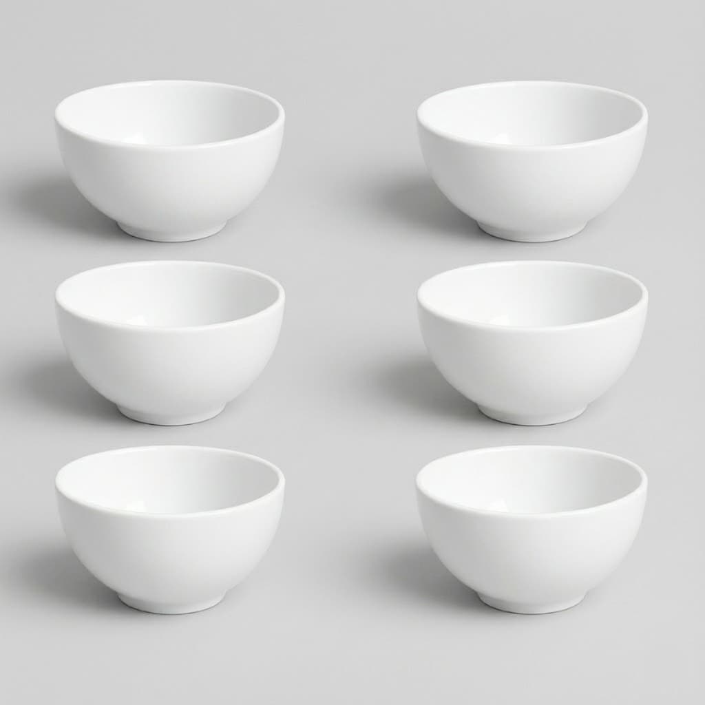 Kit Cumbuca Tigela Porcelana Branca 440ml Caldos & Sopas Petiscos