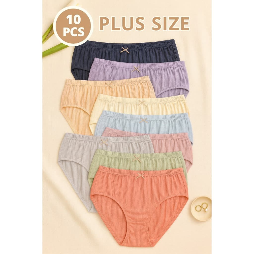 Kit 10 Calcinhas Plus Size 100% Algodão Cós Alto Confortável Tanga Respirável Calçola Idosa Hospital