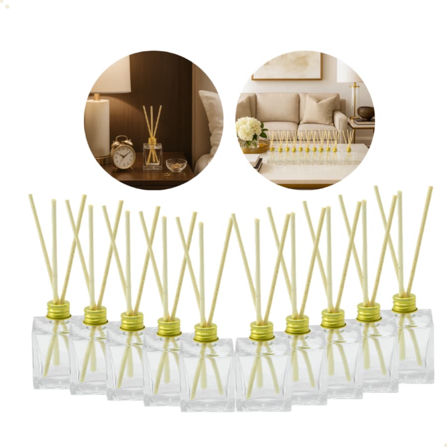 Kit 50 Vidro Aromatizador Cubo 30ml Tampa Varetas