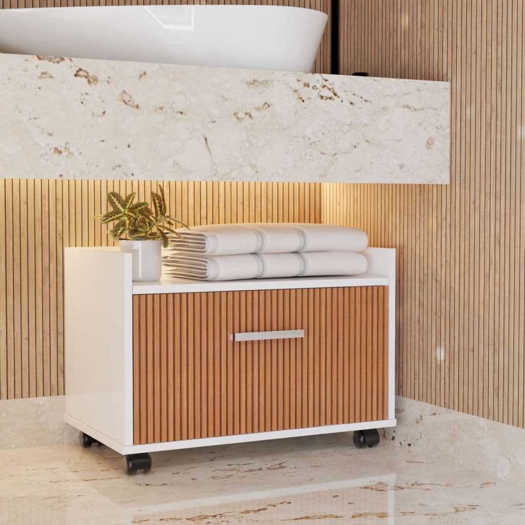 Gabinete de Banheiro Armario Com Rodinhas e Gaveta Organizador Para Pia