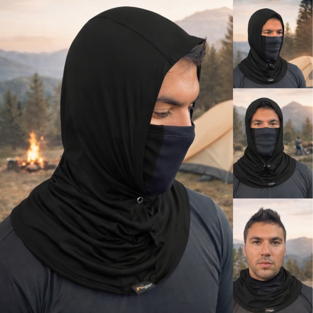 Balaclava Touca Ninja 5 em 1 Proteção UV50+ Corrida Moto Ciclismo Pesca Preta