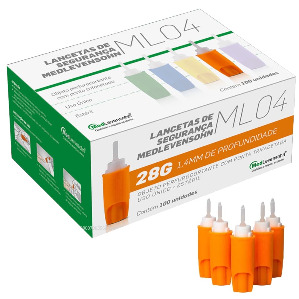 Lanceta De Segurança auto lanceta 28g 100 unidades Lanceta automática