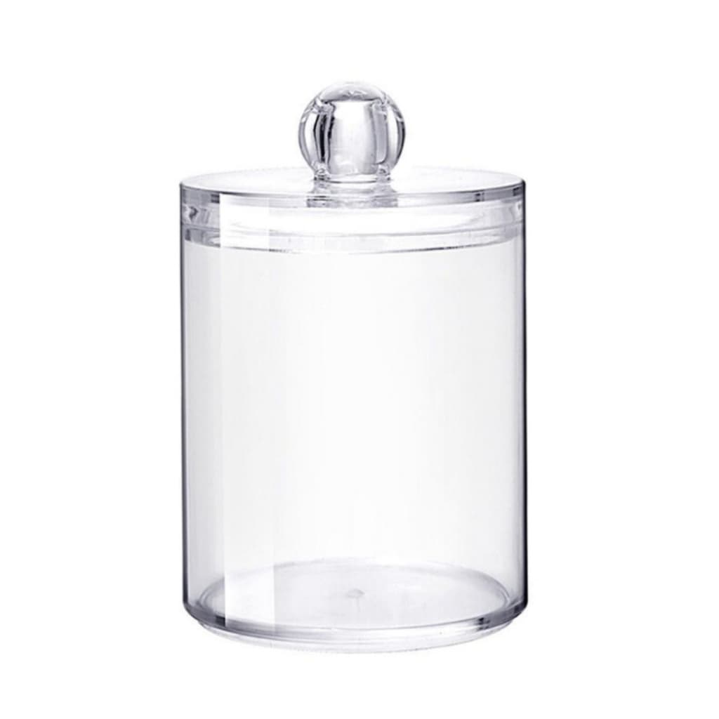 Porta Cotonetes E Algodão Com Tampa De Acrílico Maquiagens Elásticos Organizador