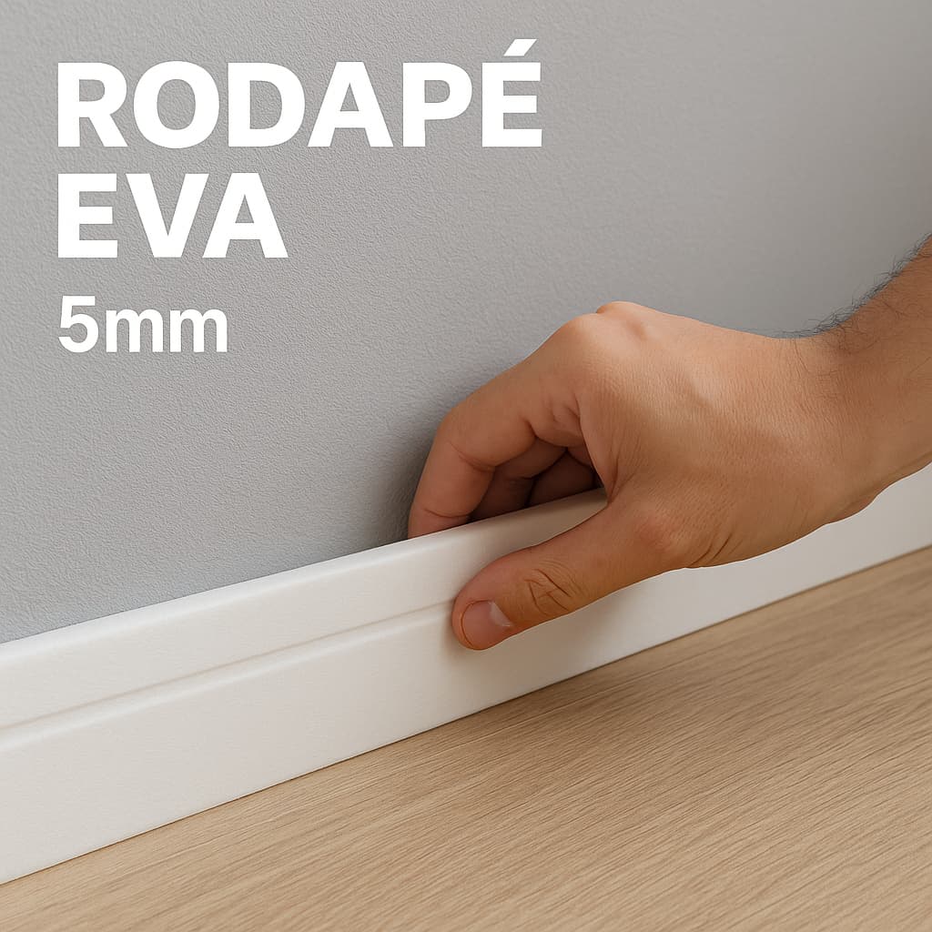 Rodapé 7CM EVA Branco 10M Flexível Autocolante Acabamento Parede Frisado À Prova D'água