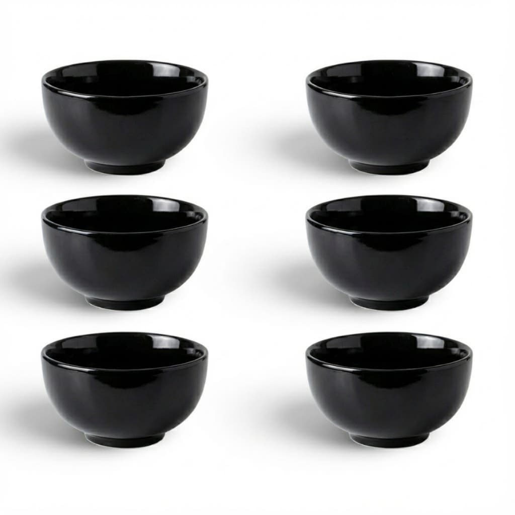 Kit Cumbuca Tigela Porcelana Colorida Preta 440ml Caldos & Sopas Petiscos
