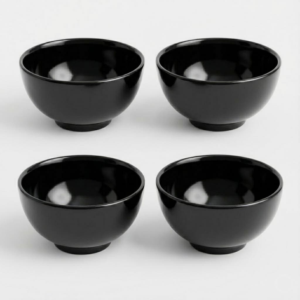 Kit Cumbuca Tigela Porcelana Colorida Preta 440ml Caldos & Sopas Petiscos