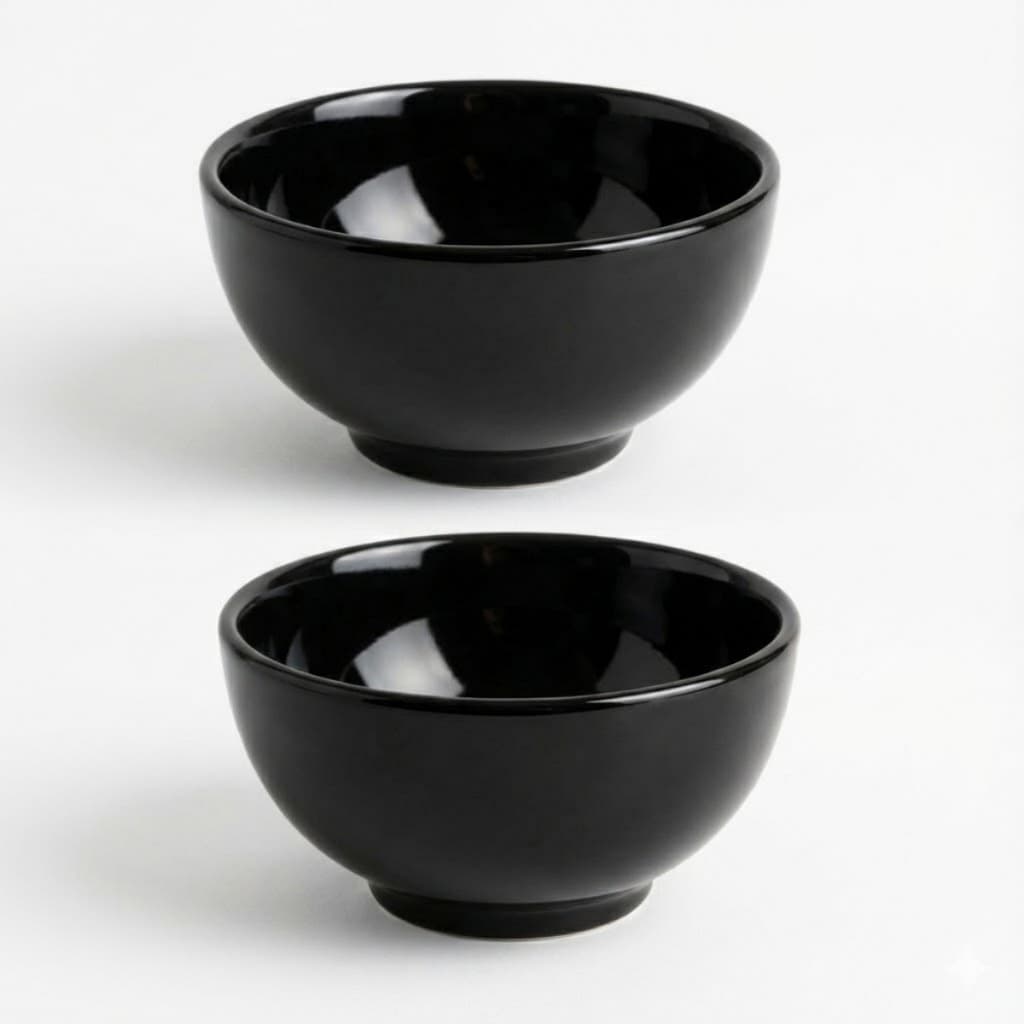 Kit 2 Cumbuca Tigela Porcelana Preta 440ml Petiscos Sorvete Sopas & Caldos