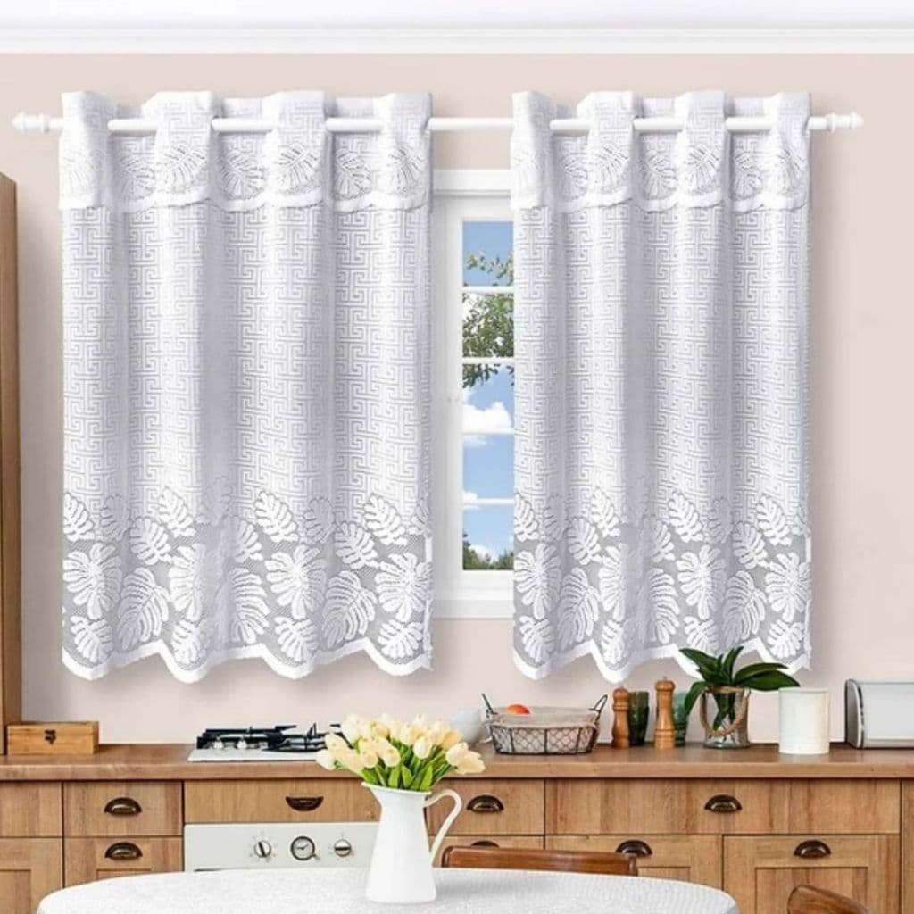 Cortina De Cozinha Costela De Adão 2,50x1,25(m) + Bandô Diversas Cores