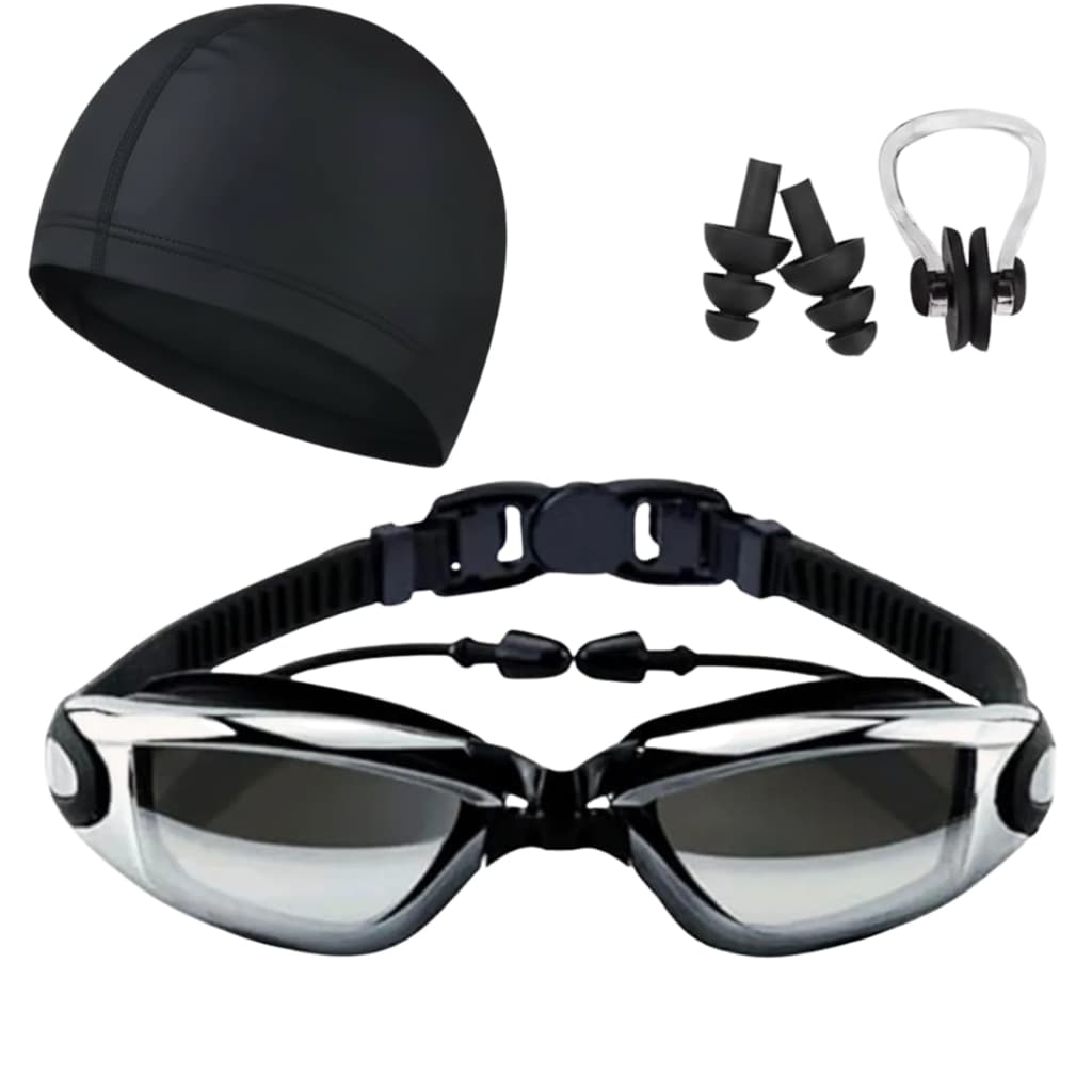 Óculos Profissional de Natação Antiembaçante com Protetor de Ouvido Mergulho Piscina | Kit Completo