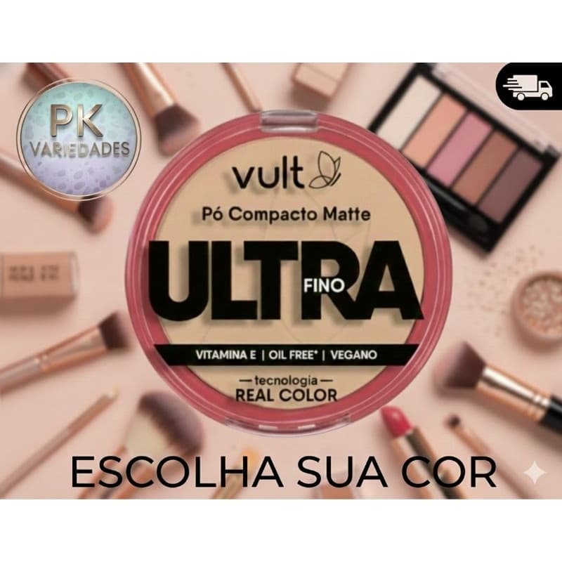 PÓ COMPACTO MATTE ULTRAFINO VULT (ESCOLHA SUA COR)