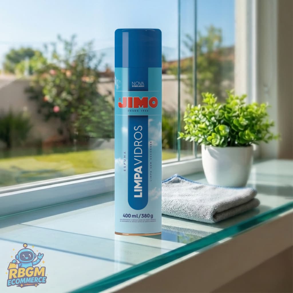 Limpa Vidros Jimo Spray 400ml Limpeza Profunda Limpa Blindex Janela Sacada Porta Cristais Para-Brisa
