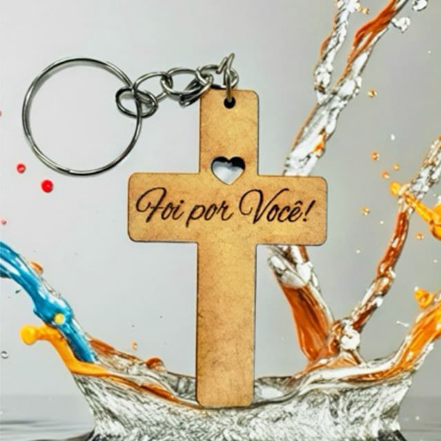KIT Chaveiro Cruz  Foi por Você MDF já vão todos montados, igrejas, lembrancinhas
