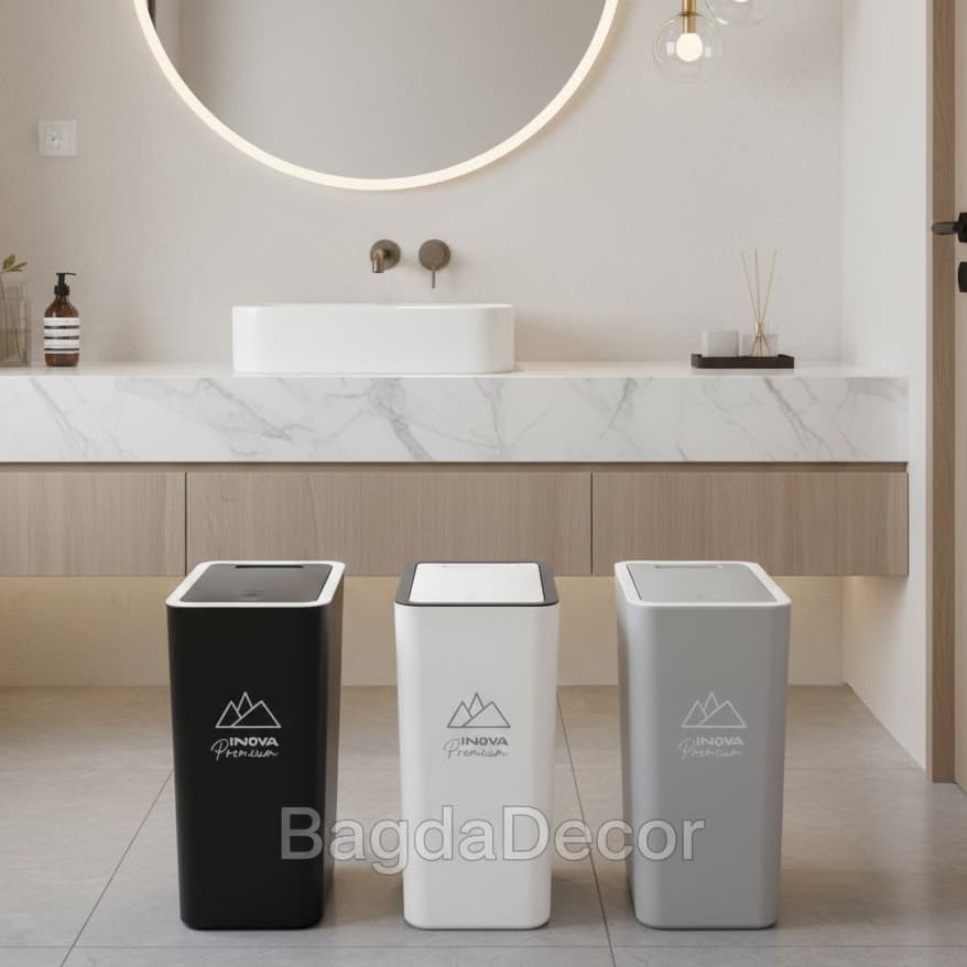 ✅ Lixeira 15L com Tampa CLICK 🔝 Ideal para Banheiro, Quarto ou Escritório | Envio Rápido