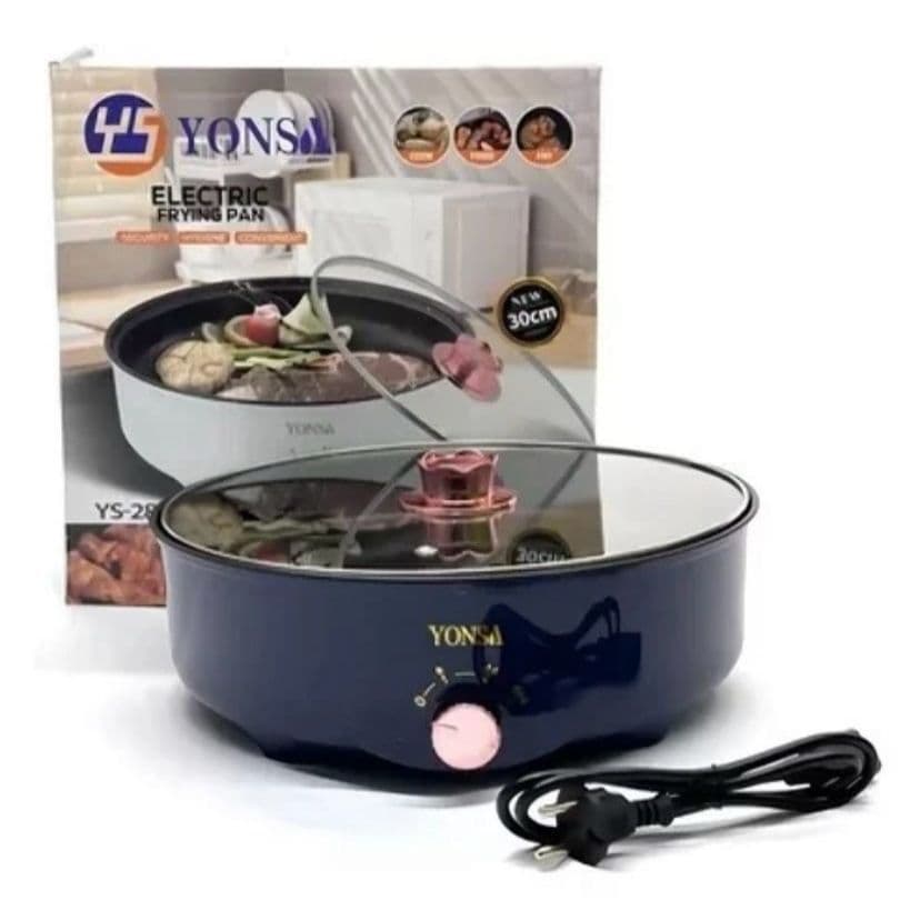 Panela Assadeira Elétrica Multifuncional Assa Frita Cozinha Antiaderente 26cm 660W 220v 1.9L yons