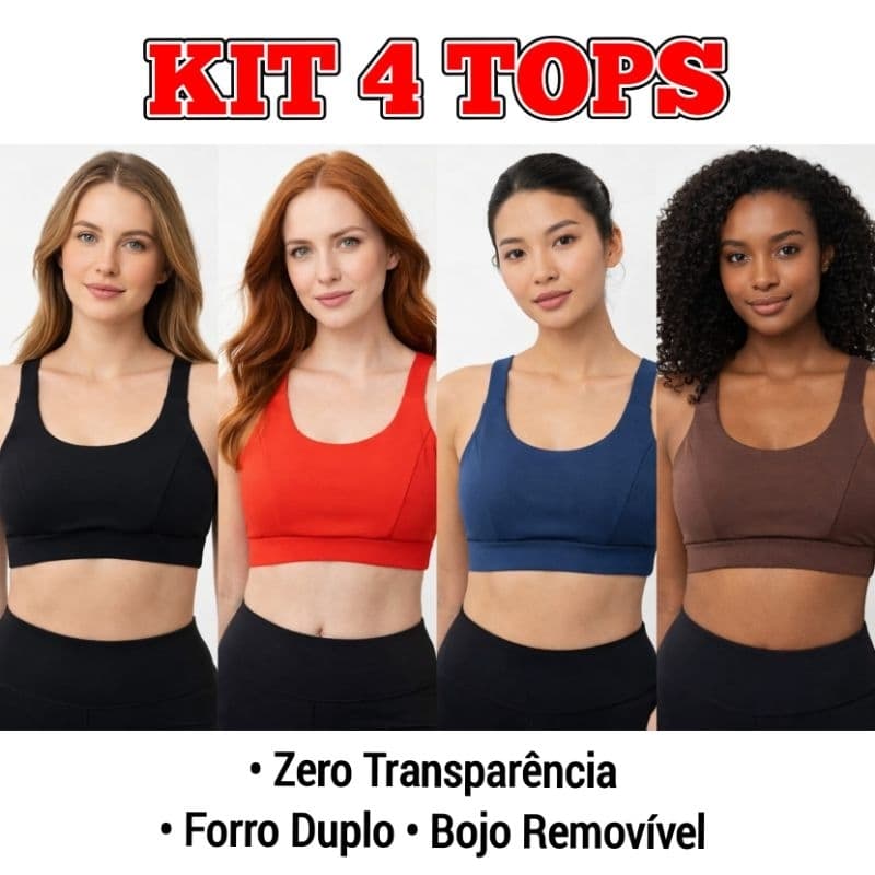 Kit 4 Top Academia Fitness Cropped Suplex com Bojo  Academia, Treino e Conforto