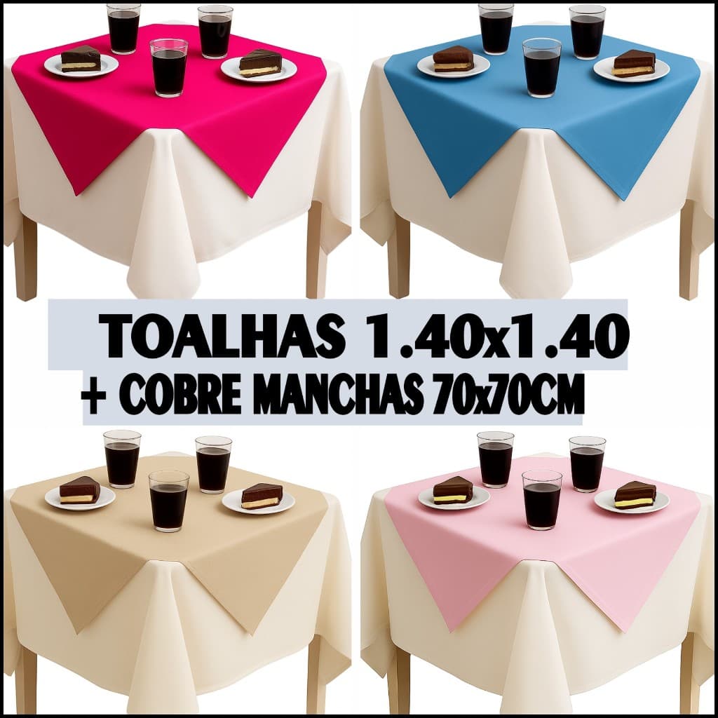 Kit Festa Toalhas de TNT 1,40x1,40cm + Cobre Manchas De TNT 70x70cm - Kit Mesa Completa
