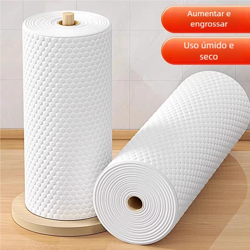 100 peças /Rolo Pano De Limpeza Reutilizável Absorvente Água Preguiçoso Seco Lavável Toalha De Papel