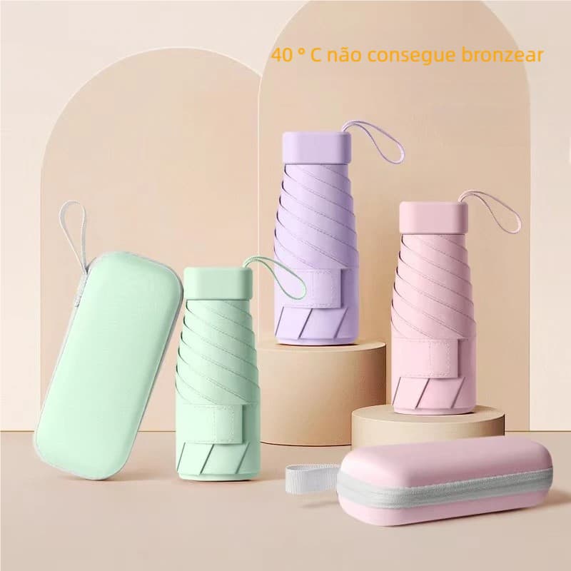 Mini guarda chuva Praia Portátil Dobrável 6-Bone UPF50+ Cápsula Sombra do sol MDL01