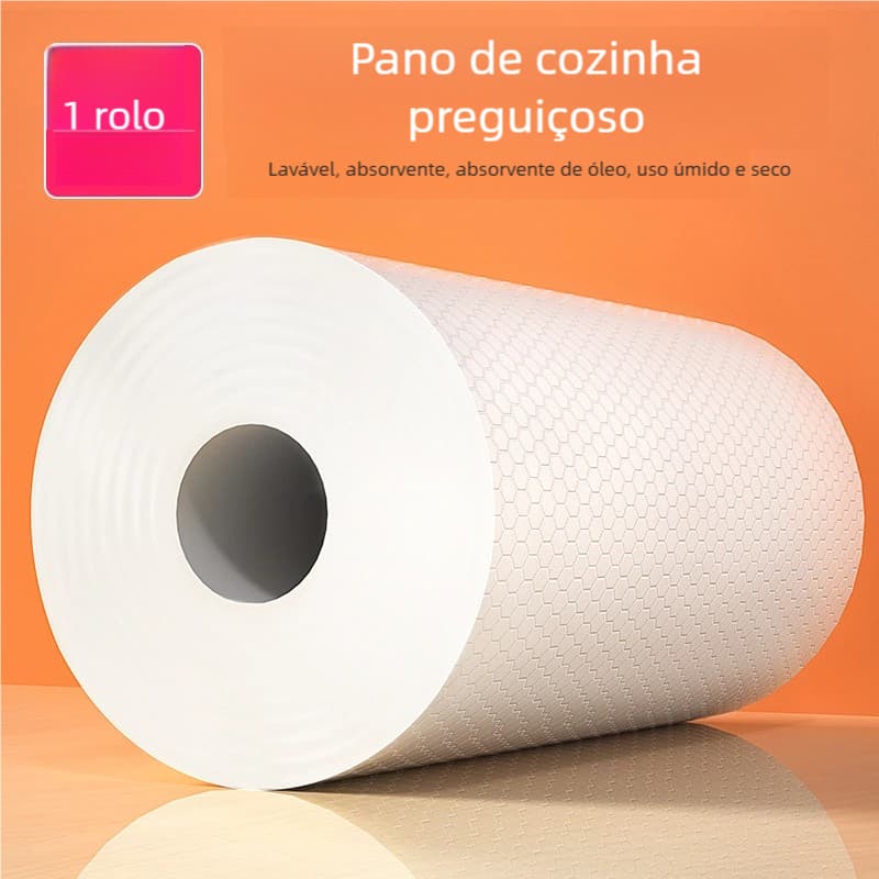 Pano de Limpeza Lavável Reutilizável - 100 Peças/Rolo, Absorvente, Preguiçoso