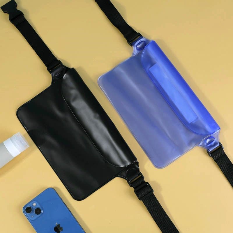 Bolsa de Cintura PVC Impermeável - Pochete Universal Ajustável para Natação e Celular